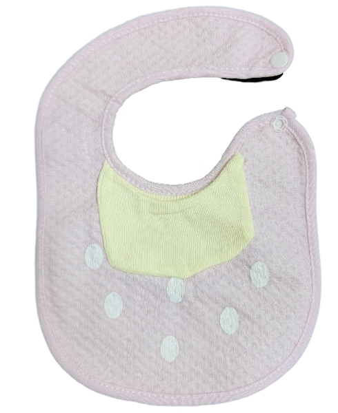 Soft Cotton Baby Bib with Front Pocket — Polka Dot Print, Snap Button Closure | Newborn to 18 Months