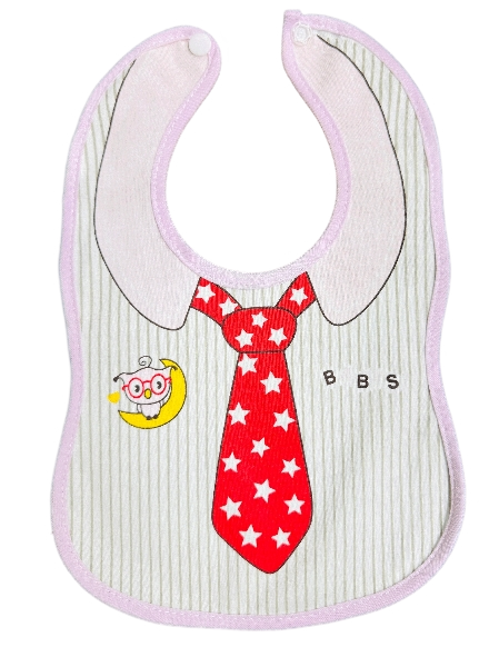 BBS Dapper Little Gentleman Baby Bib — Cute Tie & Owl Print, Soft Cotton, Snap Button Closure