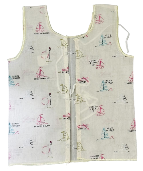 Soft Cotton Baby Sleeveless Vest (Boat Print) – Front Open Newborn Wear